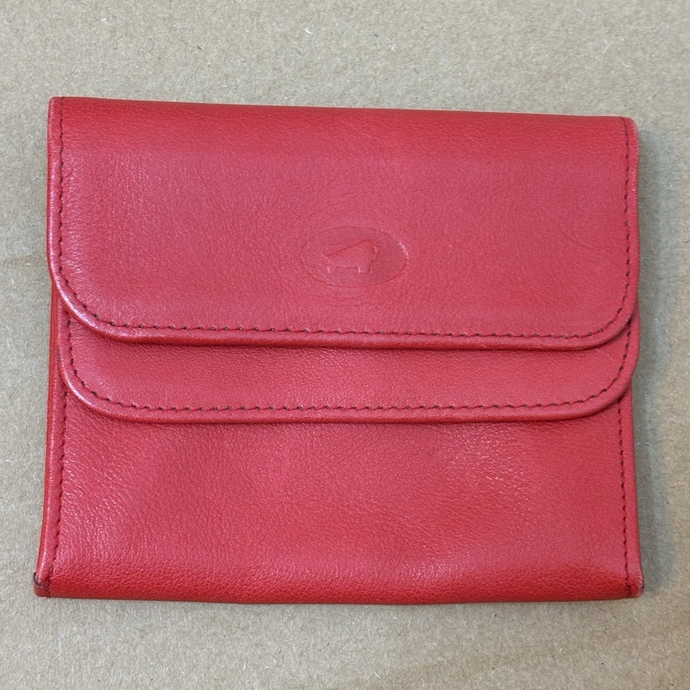 Braun Buffel Red Leather‎ Bifold Credit Card Wallet Germany Bifold Soft Classic
